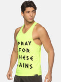 Neon Green Pray For These Gains Performance Stringer