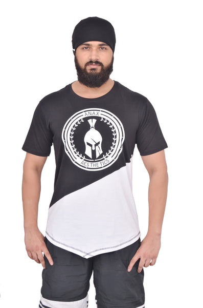 Black & White Dual V Drop T-Shirt