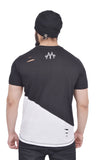 Black & White Dual V Drop T-Shirt (Distressed)