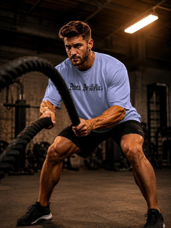 Sword Wings Gym Oversized T-Shirt – Periwinkle/Black – image 2