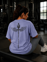 Women's Sword Wings Gym Oversized T-Shirt – Periwinkle/Black – image 6