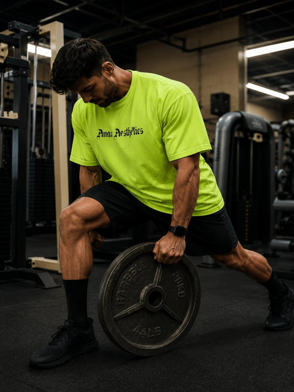 Sword Wings Gym Oversized T-Shirt – Neon Green/Black – image 2