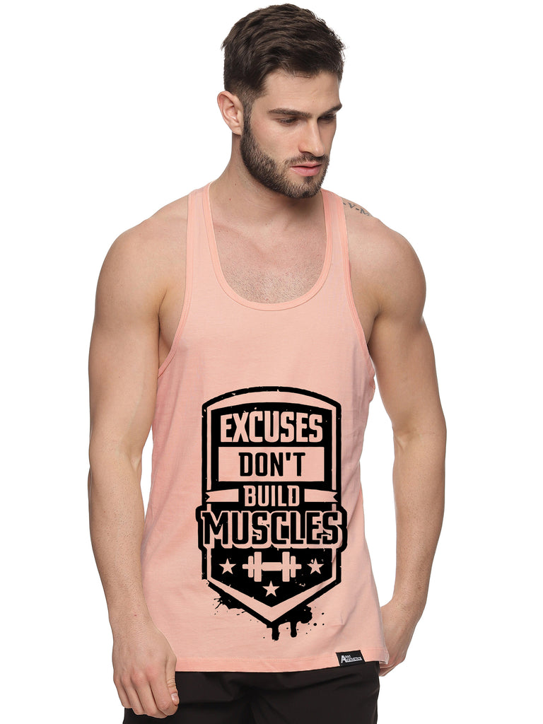 Peach Excuses Don't Build Muscles Pastel Stringer – Anax Aesthetics