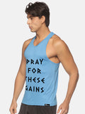 Ice Blue Pray For These Gains Performance Stringer