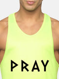 Neon Green Pray For These Gains Performance Stringer