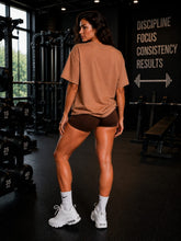 Women's Spartan Skull Helmet Oversized Gym T-Shirt – Brown/Cream – image 2