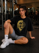 Women's Spartan Skull Helmet Oversized Gym T-Shirt – Black/Gold – image 1