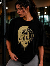 Women's Spartan Skull Helmet Oversized Gym T-Shirt – Black/Gold – image 6