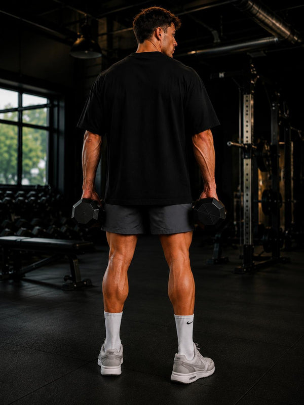 Spartan Skull Helmet Oversized Gym T-Shirt – Black/Gold – image 8