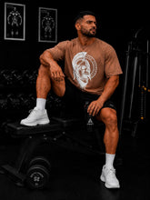 Spartan Skull Helmet Oversized Gym T-Shirt – Brown/Cream – image 4