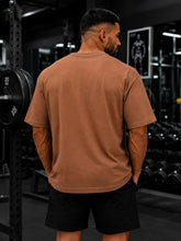 Spartan Skull Helmet Oversized Gym T-Shirt – Brown/Cream – image 7
