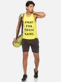 Neon Yellow Pray For These Gains Performance Stringer