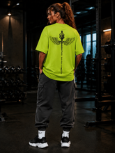Women's Sword Wings Gym Oversized T-Shirt – Neon Green/Black – image 2