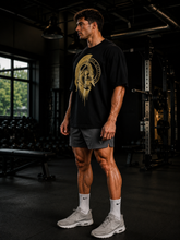Spartan Skull Helmet Oversized Gym T-Shirt – Black/Gold – image 6