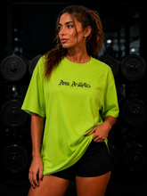 Women's Sword Wings Gym Oversized T-Shirt – Neon Green/Black – image 6
