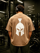Spartan Helmet Gym Oversized T-Shirt – Brown/Cream – image 3