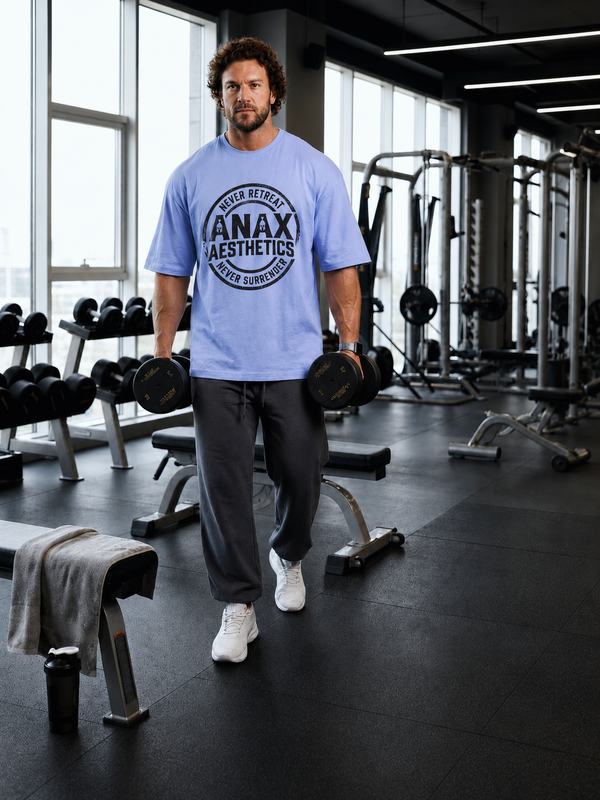 Spartan Helmet Gym Oversized T-Shirt – Periwinkle/Black – image 2