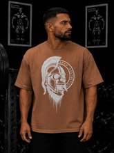 Spartan Skull Helmet Oversized Gym T-Shirt – Brown/Cream – image 8