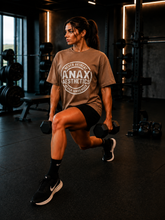 Women's Spartan Helmet Gym Oversized T-Shirt – Brown/Cream – image 1