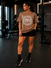 Women's Spartan Helmet Gym Oversized T-Shirt – Brown/Cream – image 5