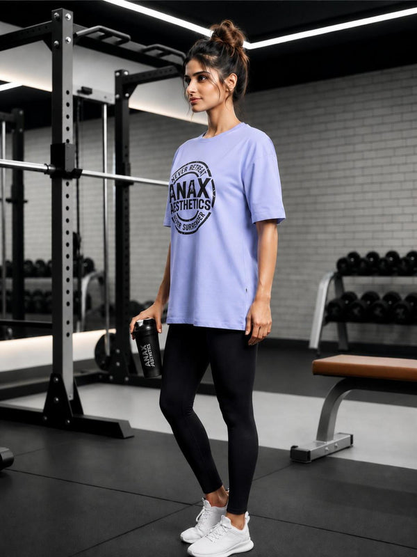 Women's Spartan Helmet Gym Oversized T-Shirt – Periwinkle/Black – image 2