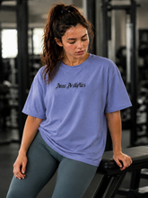 Women's Sword Wings Gym Oversized T-Shirt – Periwinkle/Black – image 2