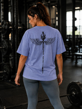 Women's Sword Wings Gym Oversized T-Shirt – Periwinkle/Black – image 4