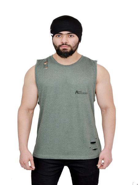 Military Green Oversized Cutoff (Distressed)