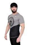 Grey & Black Dual V Drop T-Shirt (Distressed)